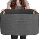 Extra Large Rope Basket, 23.6" x 17" x 12" Rectangle Wicker Baby Laundry Basket, Kids Toy Storage Baskets, Woven Basket for Blankets Clothes Pillows, Laundry Room Organization, Dark Grey