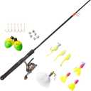 Zebco 33 Micro Trigger Spincast Reel and Fishing Rod Combo, 6-Foot 6-Inch 2-Piece Telescopic Rod, Ultra-Lt Power, Mod Action, Size 10 Reel, 4.3:1 Gear Ratio, 23-Piece Mr. Crappie Tackle Kit, Silver