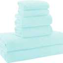 MOONQUEEN Ultra Soft Towel Set-Quick Drying-2 Bath Towels 2 Hand Towels 2 Washcloths - Microfiber Coral Velvet Highly Absorbent Towel for Bath Fitness, Bathroom,Sports,Yoga, Travel(Frozen Blue, 6 Pcs)