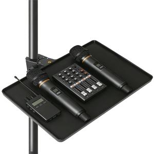 Microphone Stand Tray,Clamp on Shelf for TikTok,Most Mic Stands,10.8"x8.0" Large Tripod Shelf Table,Clip on Tray,Music Stand Accessories,Lash Tray Holder for Salon,Live Streaming,Recording,Concert