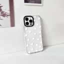 NITITOP Compatible with iPhone 15 Pro Max Case Cute Clear for Women Girls White Love Heart Pattern Ultra Slim with Bumper Protector Soft TPU Anti-Yellow Protective Cover - White Heart