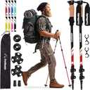 TrailBuddy Trekking Poles - Lightweight, Collapsible Hiking Poles for Snowshoe & Backpacking Gear - Pair of 2 Walking Sticks for Hiking, 7075 Aluminum with Cork Grip (Red Beetle)