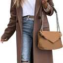 IDEALSANXUN Long Wool Coats for Women 2025 Trench Coat Fall Jackets Winter Coat Dressy Tweed Blazers Peacoat, Dark Khaki, XL