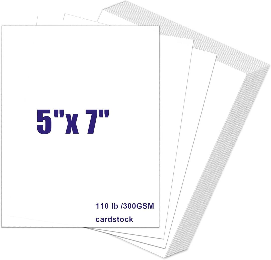 110lb White Cardstock 5x7, 120 Sheets Heavyweight White Card Stock 300 GSM for Wedding Invitations, Thank you Cards, Postcards, DIY Card Making (5'' x 7'')