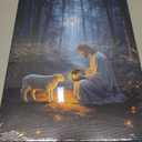 2 x OTOSTAR Jesus and Lamb Canvas Wall Art Jesus Running After Lost Lamb Wall Art Canvas Prints for Prayer Room Baptism Serenity Prayer Church Decor - 12 x 16 Inch