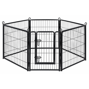 DUMOS Dog Playpen 40 Inch 5 Panels Indoor Outdoor Metal Pet Fence / Foldable Dog Play Pen with Door, Portable Exercise RV Camping, Puppy Small Medium Large Dogs