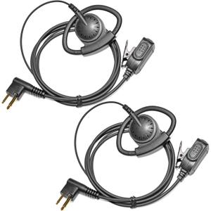 HYS 1 Wire Headset 2-Way Radio Earpiece W/Adjustable D Shape with in-line PTT/Mic for CP200 PR400 CLS RDX RDU Motorola 2-PIN Compatible RADIOS (Packing of 2)