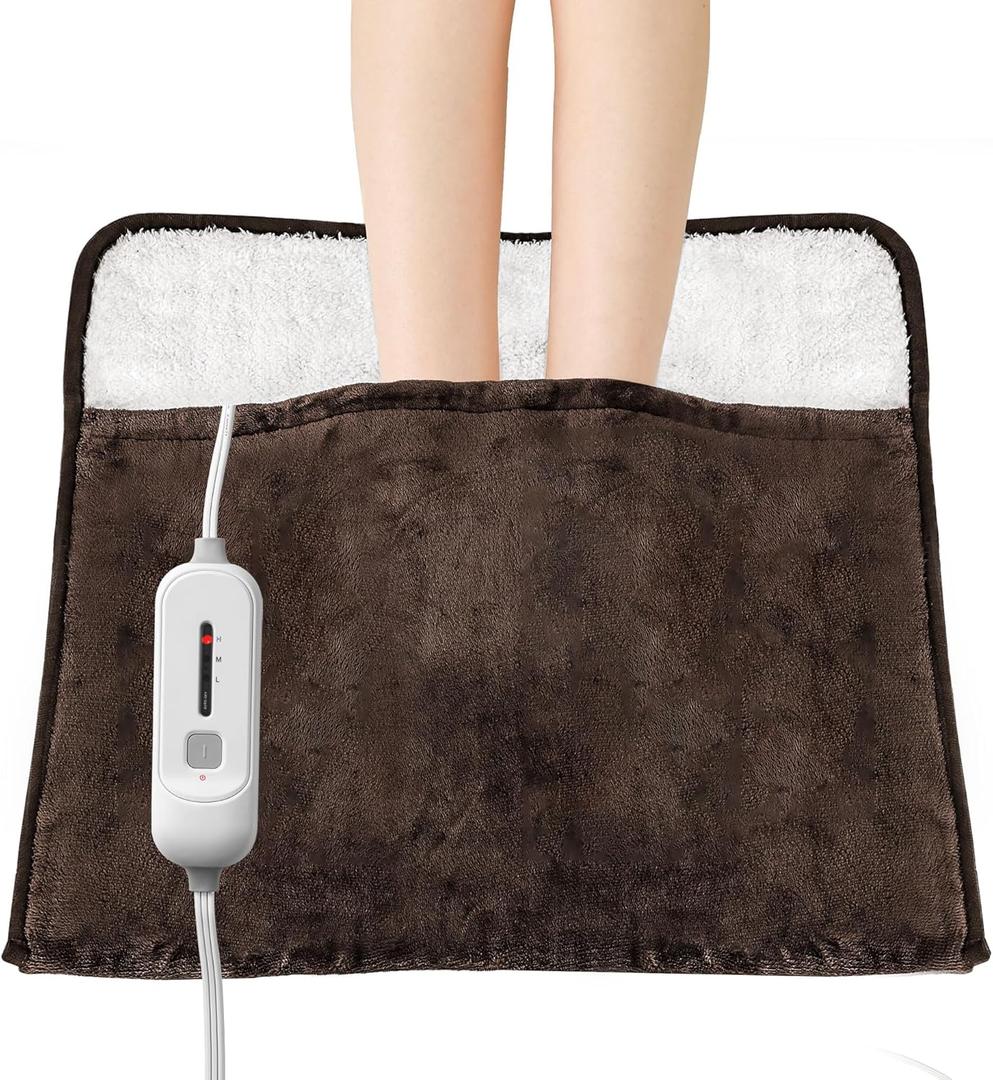 Electric Heated Foot Warmers,Heating Pad for Feet with 3 Heat Setting,Auto Shut Off,ETL Certified,Feet Warmers for Women and Men,Back and Legs,Birthday Christmas Gifts,2220 inches,Brown