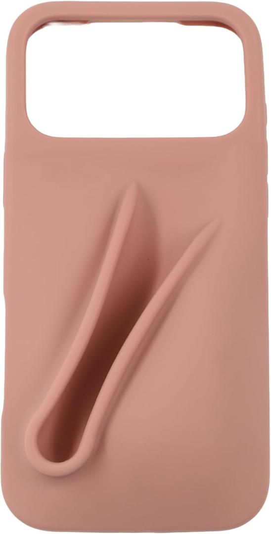 Soft Touch Silicone Lip Gloss Phone Case for iPhone 17 Pro Max, Minimalist Matte Design, Shockproof & Anti-Fingerprint Cover (Nude Pink)