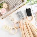 Tioncy 4 Pcs Kitchen Dish Towel Holder Gifts for Mother Boho Handmade Crochet Hanging Towels Loop Ring Knit Towel Hanger for Cabinet House Oven Stove Door, 4 Colors(Gray)