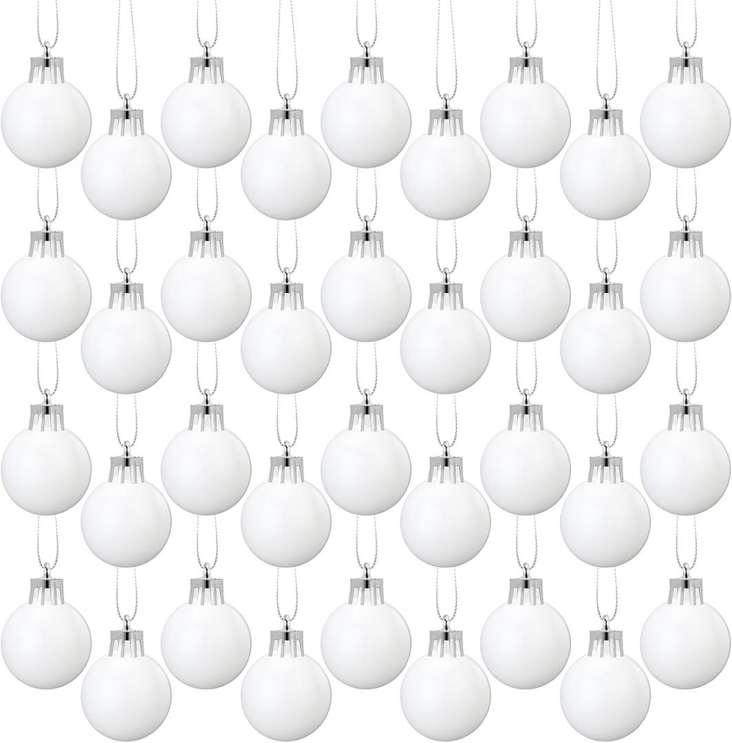 36 Pcs 1.57 inches Matte White Christmas Ball Christmas Tree Ornaments Christmas Tree Pendants Xmas Shiny Balls Baubles Set for Christmas Tree Hanging Wreath Garland DecorationsMatte White