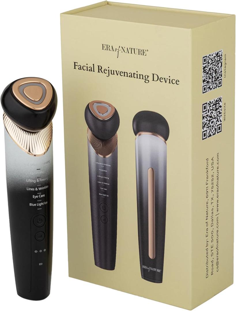 Era of Nature Red Light Facial Toning Device – 3-Mode Microcurrent & Red Light Technology – Lift, Tighten & Infuse – Compact Rejuvenating Skin Tool with Hydrating Gel – Home Beauty Device