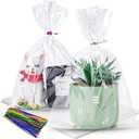 LOKIQNG Cellophane Bags Plastic Mothers Day Gift Bags Clear Cookie Treat Bags with Twist Ties for Party Favor Bag(100PACK, 8x11inch)