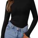 PRETTYGARDEN Womens Long Sleeve Shirts 2026 Ribbed Knit Slim Fitted Basic Tee Casual Going Out Tops Underscrubs Fall Clothing (Black, S)