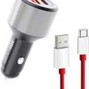 Warp Car Charger 80W for Oneplus 12 Ace 11 10 Pro 9 10T 10R 8T 8 7T 7 Pro 6T 9R Nord 2T CE 2 Lite N20 N10 N100, 25W PD PPS LED 3.3ft Fast Charging Cable