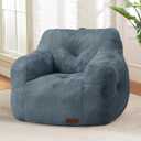 Hobestluk Bean Bag Chair for Adult Small Bean Bag Chairs with Arms Furry Beanbag Chair with Foam Filler Stuffed Bean Bag Sofa for Reading in Bedroom Living Room and Dorms (Blue Grey)