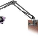 Gooseneck Bed Phone Holder for Magsafe iPhone Stand, Desk Magnetic Phone Arm Mount with Clamp, Adjustable Bedside Laying Down Tablet Mount Compatible with Kindle iPhone 15 14 13 12