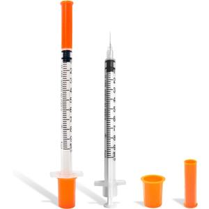 30 Pack U-100 1ml Syringes with Needle, 31G 5/16" 8mm 1cc Syringe, Disposable Individual Package
