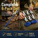 6-Pack Paracord Adjusters - Rope Adjuster Tensioner 6 Pack, Rope with Roller Tensioner Heavy-Duty Tie Down for Camping, Tarps, Guy Lines, Boating & Outdoor Gear