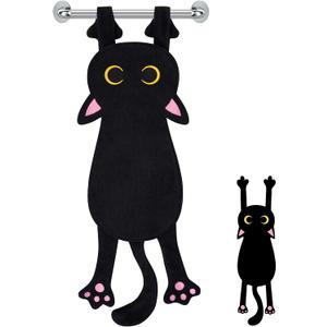 Black Cat Funny Hand Towels for Bathroom Kitchen,Cute Decorative Hanging Face Towels,Super Absorbent Soft Kitchen Towels,Cat Lovers Gifts for Kids Girls Women