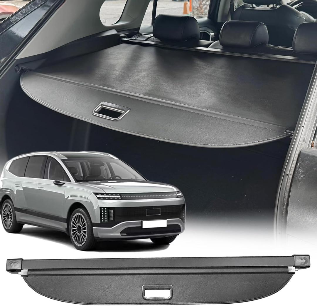 Cargo Cover for 2025 2026 Hyundai Ioniq 9 Accessories, (Leather) for Hyundai Ioniq 9 2026 Accessories 2025 Retractable Trunk Cover Shield Shade Privacy Screen Security Shielding Shade