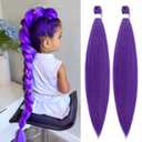 Long Purple Braiding Hair Pre Stretched - Purple Hair Extensions for Braids Synthetic Braiding Hair for Stage Party Halloween Costume Cosplay (purple, 30 Inch(Pack of 2))