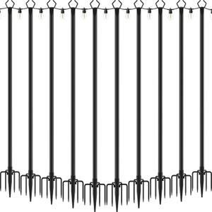 AILBTON 10Ft String Light Poles 10 Pack,Light Poles for Outside Lights,Outdoor with Fence Brackets Hanging Lights,Metal Stand Deck Patio Backyard