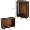 Dicunoy Set of 2 Rustic Nesting Boxes, Wooden Organizer Crates Basket, Small Decorative Wood Wire Containers with Handle for Countertop, Fruit, Veggies, Kitchen, Bathroom, Pantry Storage, Gift Basket