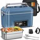 Cordless Electric Lunch Box for Adults, Heated Lunch Box Battery Powered with Automatic Heating, 5.5 Cups Portable Food Warmer with Carry Bag for Work & Travel(Blue)
