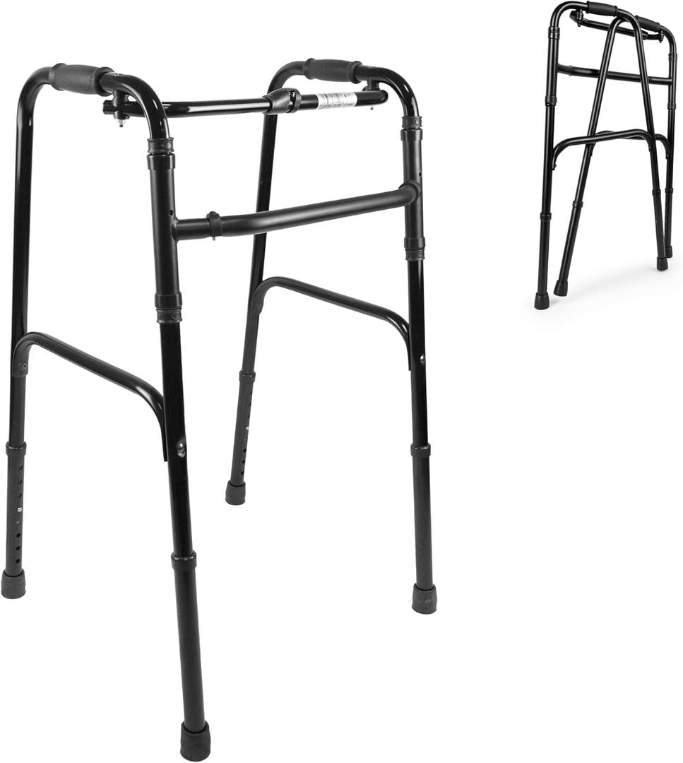 PEPE Mobility - Folding Walker Without Wheels, Lightweight, Adjustable Height, Seniors, Narrow, Elderly