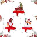 Alupssuc 3 Pcs Christmas Stocking Holders for Mantle, Christmas Stocking Hangers for Fireplace-Weighted Stocking Hooks for Mantel&Christmas Holiday Party Decoration-Santa Claus, Gift Car, Snowman