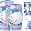 NEMONE Mermaid Knee Pads for Kids, Girls Boys Knee Elbow Pads Wrist Guards with Drawstring Bag, Adjustable Reflective Protective Gear Set for Roller Skates Bike Cycling Skateboard Scooter M