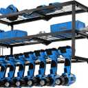 Power Tool Organizer Wall Mount, Power Drill Tool Holder, Heavy Duty Metal Tool Shelf & 3 Layers Drill Holder, Tool Shelf and Storage Rack for Garage Organization, Tool Room with 2 Side Pegboards