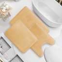 Nestl Set of 3 Bath Rugs, Absorbent Memory Foam Bath Mat Bathroom Rugs, Cream, Large 20"x32", Small 17"x24", Contour 24"x20"