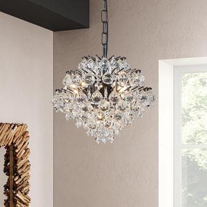Bestier Black Modern Pendant Chandelier Crystal Raindrop Lighting Ceiling Light Fixture Lamp for Dining Room Bathroom Bedroom Livingroom 4 G9 Bulbs Required D11 in x H12 in