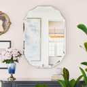 Suidia Bathroom Mirror, 20"x 28" Wall Mirror, Frameless Bathroom Mirror with Beveled Edge for Bedroom, Living Room, Entryway, Hallway, Oval Shape