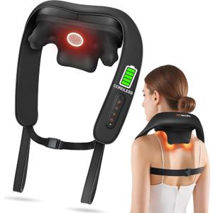 Neck and Shoulder Massager with Heat  Cordless Shiatsu Neck Massager for Pain Relief Deep Tissue - Adjustable Speed & Modes Kneading Massage for Back - for Men Women