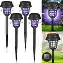 4 Pack 2025 Solar Bug Zapper Mosquito Repellent Outdoor Patio Waterproof Mosquito Zapper Used to Kill Gnat Small Flying Insect,Mosquito Trap for Yard Garden Farm,Bug Lights for Outside