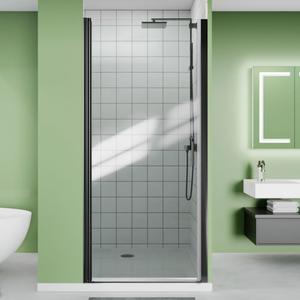 Pivot Frameless Shower Door, 34"-35.9" W x 72" H, Pivot Swing Shower Doors with 1/4" Clear Tempered Glass Panel, Matte Black Finish