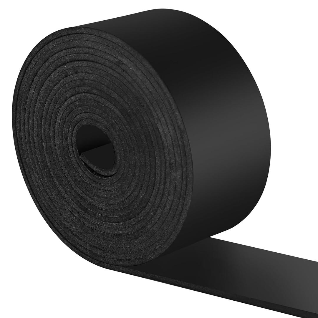 Neoprene Rubber Strips Solid Rubber Rolls Use for Gaskets DIY Material, Supports, Leveling, Sealing, Bumpers, Protection, Flooring (2In x 1/8In x 10Ft) (Black)