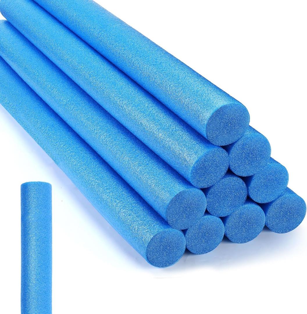 Kathfly 12 Pcs Floating Pool Noodles Foam Tube 1.5 x 35 Inches Floating Foam Tube Round Solid Noodle for Adults Swimming Craft Project (Blue)