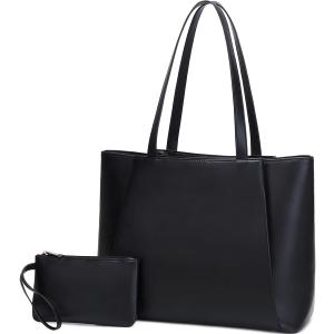 15.6 Inch Work Bags Waterproof Laptop Bag, Large Capacity Office Purse Computer Briefcase Durable Shoulder Bag (Black)