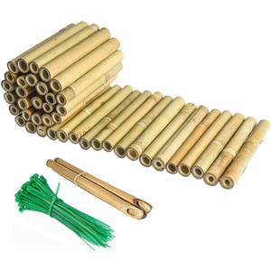 8x39IN Natural Bamboo Edging, Bamboo Garden Border Edging, Outdoor Landscape Edging for Decorative Garden, Patio Flower Garden Bed, Lawn, Yard, Pool Fences1Pc with 3 Short Poles