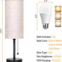 Bedside Table Lamp for Bedroom, 3-Color Small Lamps with Pull Chain, Bedroom Table Lamps for Night stands,Desk Reading Light AC Outlet Nightstand Lamp for Living Room Decor/Dorm/Office Bulb Included
