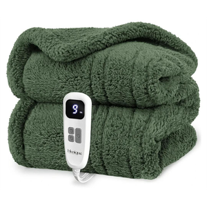 blunique Heated Blanket Electric Blanket Throw  Fast Heating Blanket Throw Double Sided Sherpa Ultra Soft Cozy with 10 Heating Levels & 210 Hours Auto Off, Mashine Washable, 50 x 60 Inches, Green