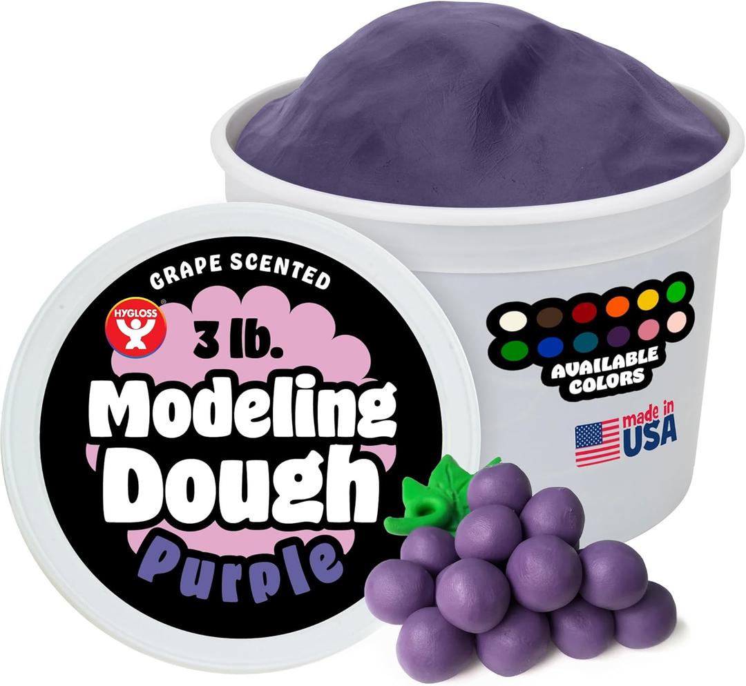 Hygloss Play Modeling Dough for Kids  Safe & Non-Toxic Sensory Dough for Arts and Crafts  3 lb Tub  Play Clay for Toddler Activities, Preschool Classroom Must-Haves  Purple Color, Scented