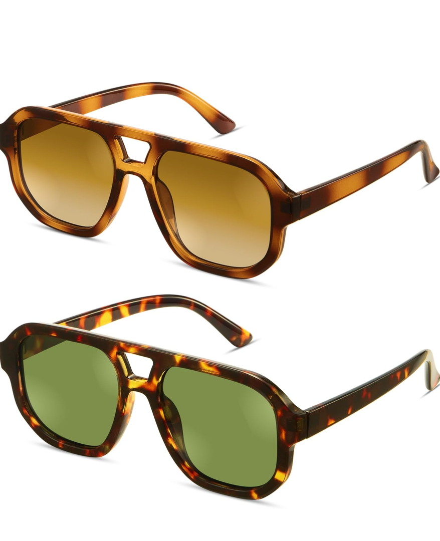 livho Trendy Polarized Square Aviator Sunglasses Women Men Square Eyewear Frame, Retro Sun Glasses for Women Men 2025 Shades