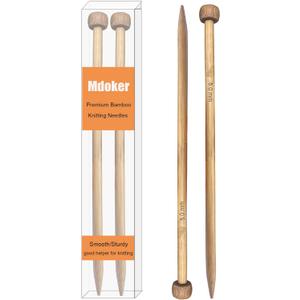 Mdoker Bamboo Knitting Needle Straight Single Pointed Sweater Knitting Needles 10-inch Length for Handmade DIY Knitting Projects,Size US 8(5mm)