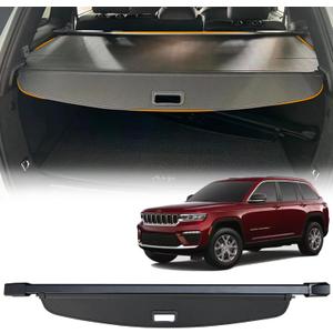 Cargo Cover for 2025 2024 2023 2022 Jeep Grand Cherokee (2 Row WL) & 4XE, Retractable Rear Trunk Cover Compatible with Jeep Grand Cherokee Trunk Security Cover Car Accessory, Carbon Fiber