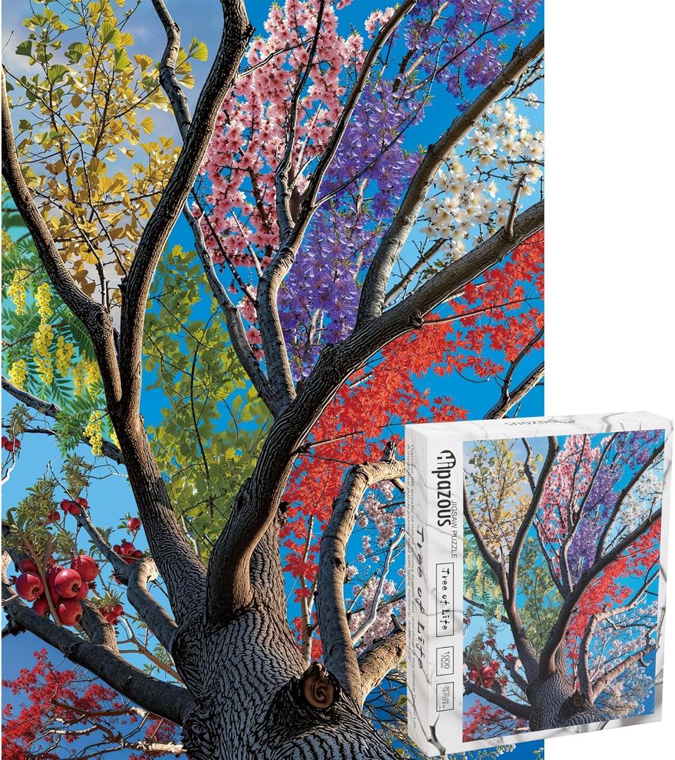 Tree of Life Jigsaw Puzzle 1000 Pieces for Adults  Colorful Nature Art Puzzle, Unique Puzzle for Gift, Family Fun & Home Decor Perfect Snap, 27.6 x 19.7 in, Hipazous